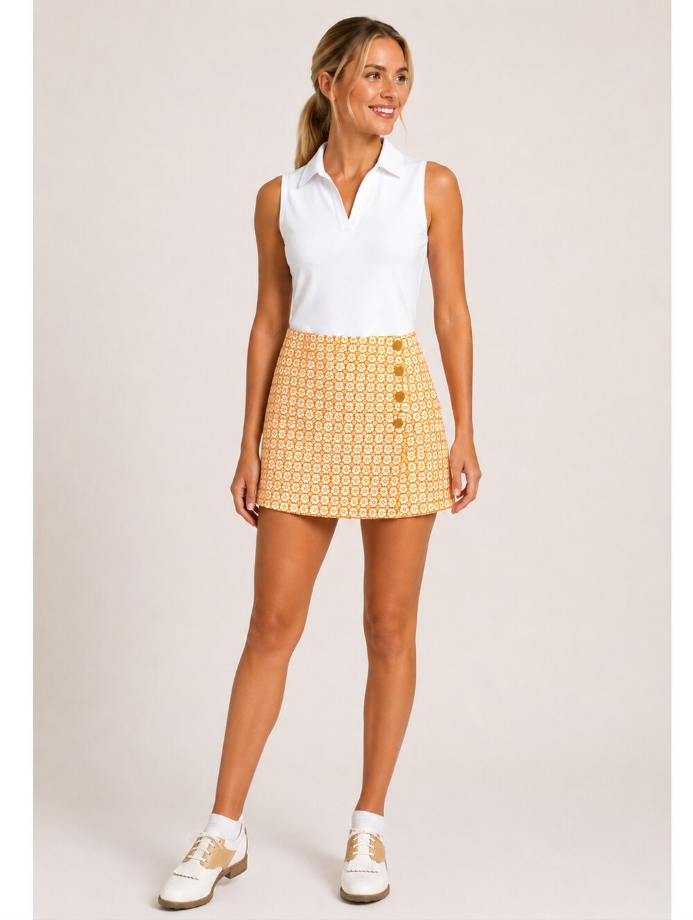 Tory Burch Ginger Lily Floral Masters Golf Skort Retro Daisy Print Small
